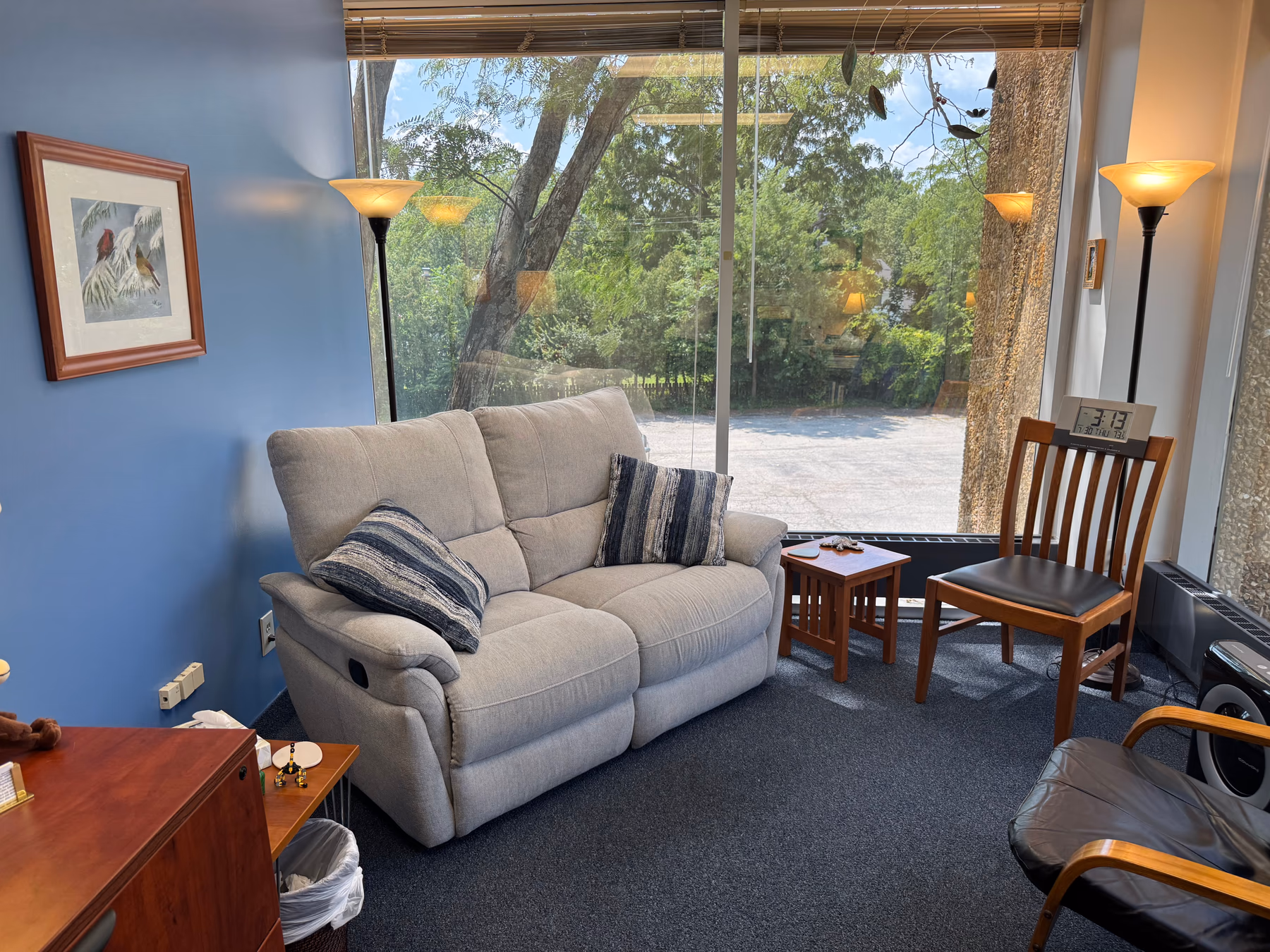 A welcoming seating area in Dr. Beth McCreary's office at ABHS